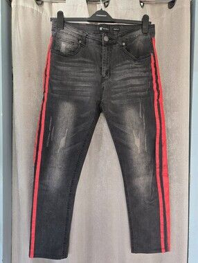 ⭐️Waimea Women's Black Washed Jeans with Red Side Stripe⭐️